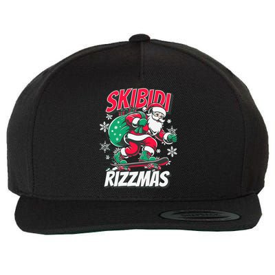 Funny Santa Rizz Christmas Skater Santa Xmas Wool Snapback Cap