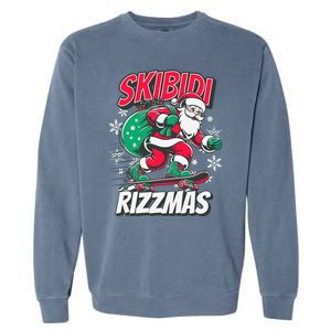 Funny Santa Rizz Christmas Skater Santa Xmas Garment-Dyed Sweatshirt