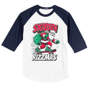 Funny Santa Rizz Christmas Skater Santa Xmas Baseball Sleeve Shirt