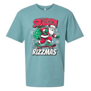 Funny Santa Rizz Christmas Skater Santa Xmas Sueded Cloud Jersey T-Shirt