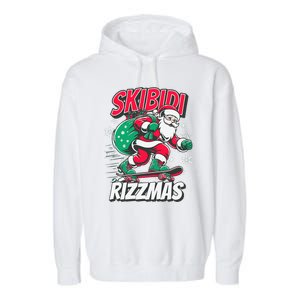 Funny Santa Rizz Christmas Skater Santa Xmas Garment-Dyed Fleece Hoodie