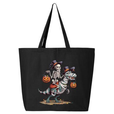 Funny Skeleton Riding Mummy Dinosaur T Rex Pumpkin Halloween Gift 25L Jumbo Tote