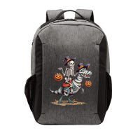 Funny Skeleton Riding Mummy Dinosaur T Rex Pumpkin Halloween Gift Vector Backpack