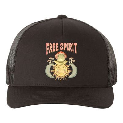 Free Spirit Retro Vibes Hippie Style Frog Mushroom Zen Yupoong Adult 5-Panel Trucker Hat