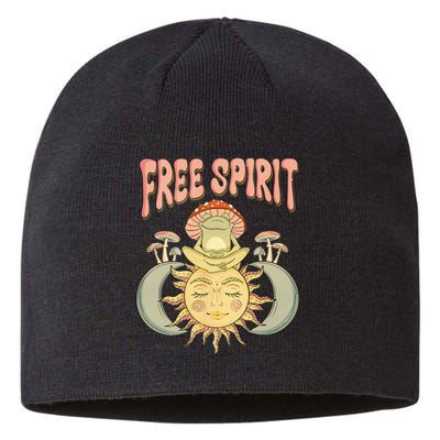 Free Spirit Retro Vibes Hippie Style Frog Mushroom Zen Sustainable Beanie