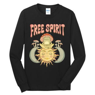 Free Spirit Retro Vibes Hippie Style Frog Mushroom Zen Tall Long Sleeve T-Shirt