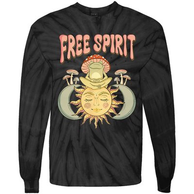 Free Spirit Retro Vibes Hippie Style Frog Mushroom Zen Tie-Dye Long Sleeve Shirt