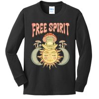 Free Spirit Retro Vibes Hippie Style Frog Mushroom Zen Kids Long Sleeve Shirt