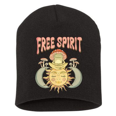 Free Spirit Retro Vibes Hippie Style Frog Mushroom Zen Short Acrylic Beanie