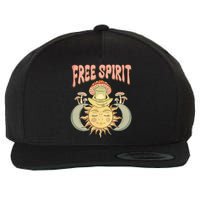 Free Spirit Retro Vibes Hippie Style Frog Mushroom Zen Wool Snapback Cap