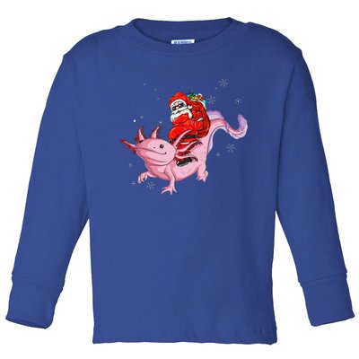 Funny Santa Riding Axolotl Christmas Funny Toddler Long Sleeve Shirt