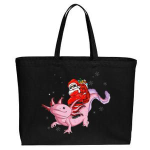 Funny Santa Riding Axolotl Christmas Funny Cotton Canvas Jumbo Tote