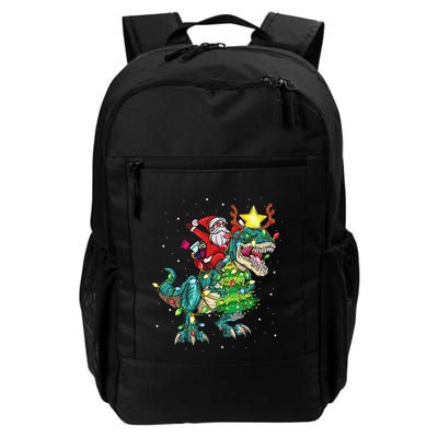 Funny Santa Riding Dinosaur Trex Christmas Funny Xmas Backpack