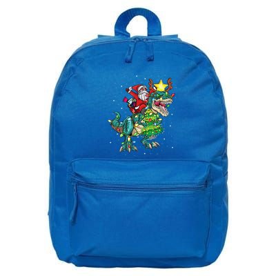 Funny Santa Riding Dinosaur Trex Christmas Funny Xmas 16 in Basic Backpack