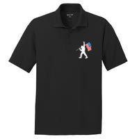 Funny Sasquatch Rock And Roll USA Flag For Bigfoot Believers PosiCharge RacerMesh Polo