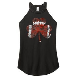 Football Shamrock St Patricks Day Irish Sports Funny Gifts Women's Perfect Tri Rocker Tank