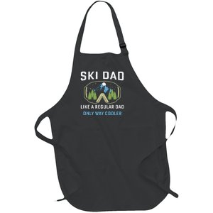 Funny Skiing Skier Winter Sport Lovers Design For Dad Men Full-Length Apron With Pockets