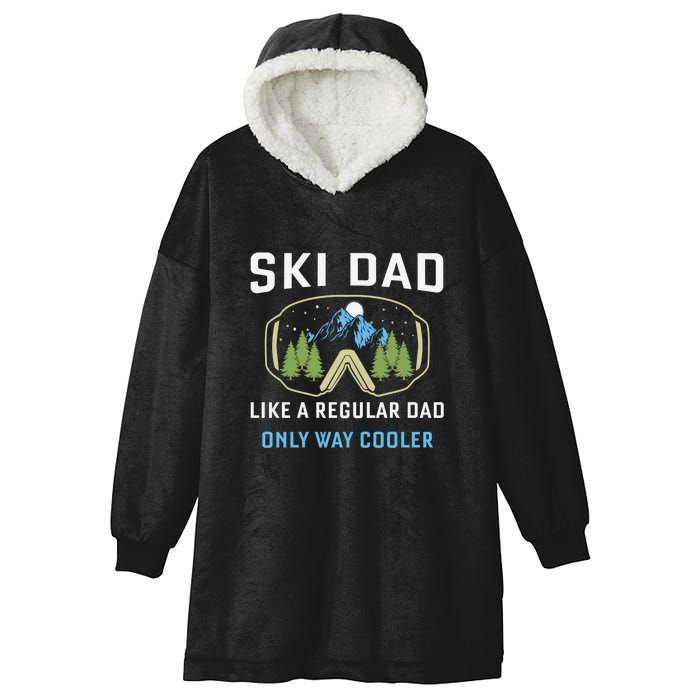 Funny Skiing Skier Winter Sport Lovers Design For Dad Men Hooded Wearable Blanket