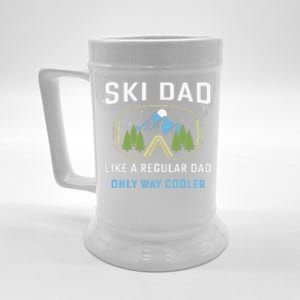 Funny Skiing Skier Winter Sport Lovers Design For Dad Men Beer Stein