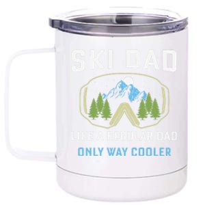 Funny Skiing Skier Winter Sport Lovers Design For Dad Men 12 oz Stainless Steel Tumbler Cup