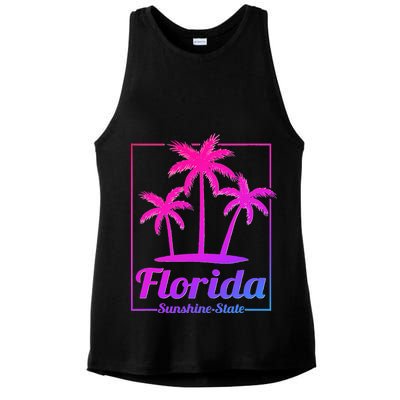 Florida Sunshine State Retro Look Ladies PosiCharge Tri-Blend Wicking Tank