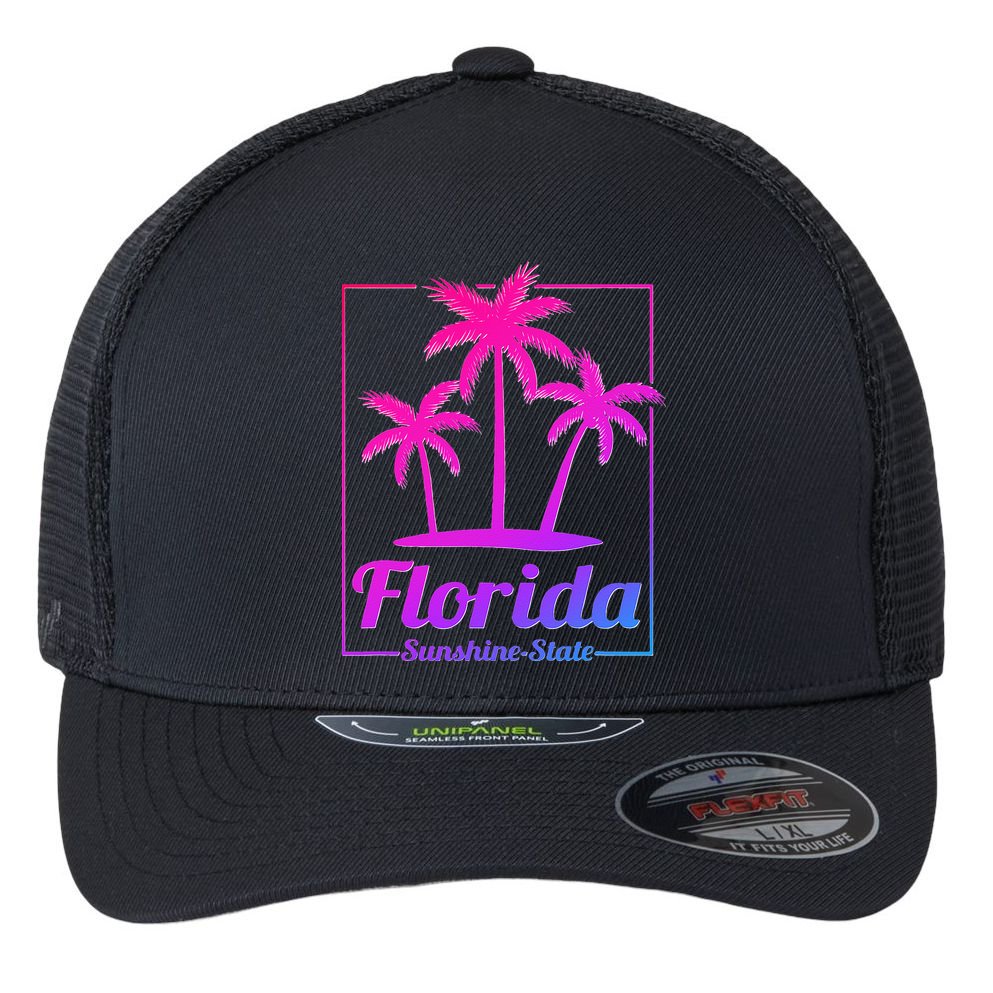 Florida Sunshine State Retro Look Flexfit Unipanel Trucker Cap