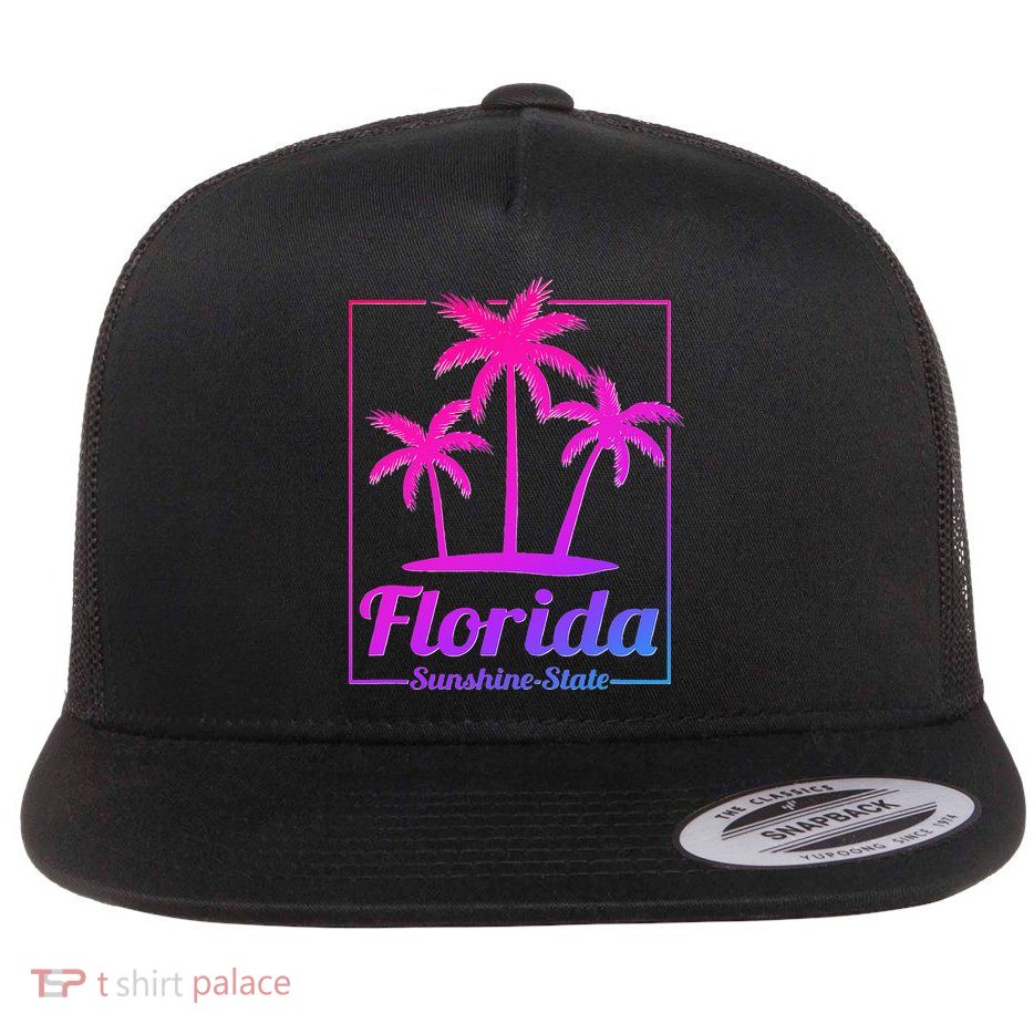 Florida Sunshine State Retro Look Flat Bill Trucker Hat