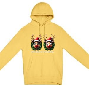 Funny Stop Staring At My Reindeers Boobs Ugly Gag Xmas Premium Pullover Hoodie