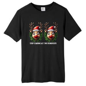 Funny Stop Staring At My Reindeers Boobs Ugly Gag Xmas Tall Fusion ChromaSoft Performance T-Shirt