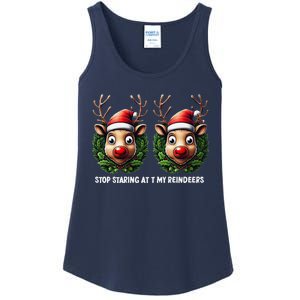 Funny Stop Staring At My Reindeers Boobs Ugly Gag Xmas Ladies Essential Tank