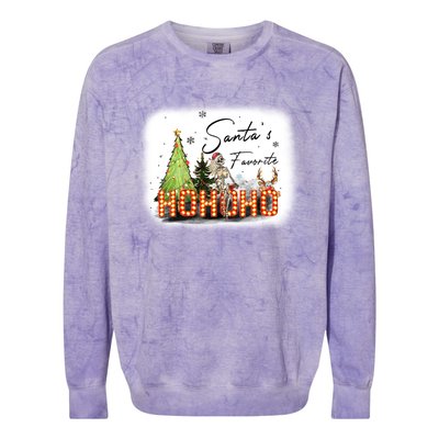 Funny Skeleton Santa Favorite Ho Ho Ho Bleached Gift Colorblast Crewneck Sweatshirt