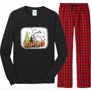 Funny Skeleton Santa Favorite Ho Ho Ho Bleached Gift Long Sleeve Pajama Set