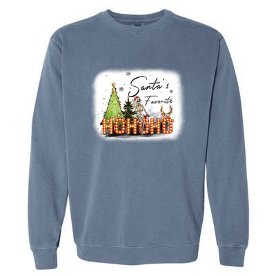 Funny Skeleton Santa Favorite Ho Ho Ho Bleached Gift Garment-Dyed Sweatshirt