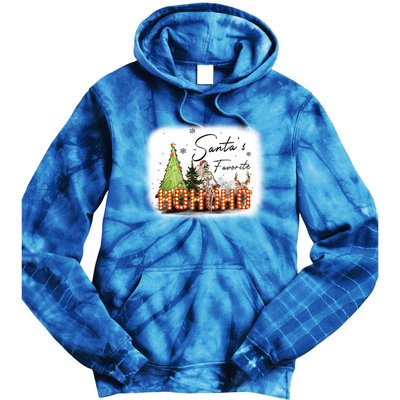 Funny Skeleton Santa Favorite Ho Ho Ho Bleached Gift Tie Dye Hoodie