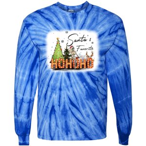 Funny Skeleton Santa Favorite Ho Ho Ho Bleached Gift Tie-Dye Long Sleeve Shirt