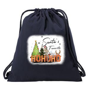 Funny Skeleton Santa Favorite Ho Ho Ho Bleached Gift Drawstring Bag