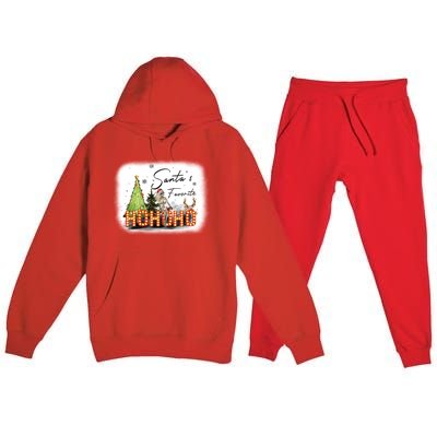 Funny Skeleton Santa Favorite Ho Ho Ho Bleached Gift Premium Hooded Sweatsuit Set