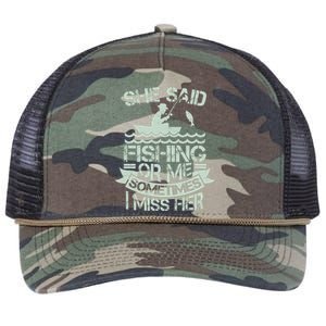 Funny She Said Fishing Or Me Sometimes I Miss Her Retro Rope Trucker Hat Cap