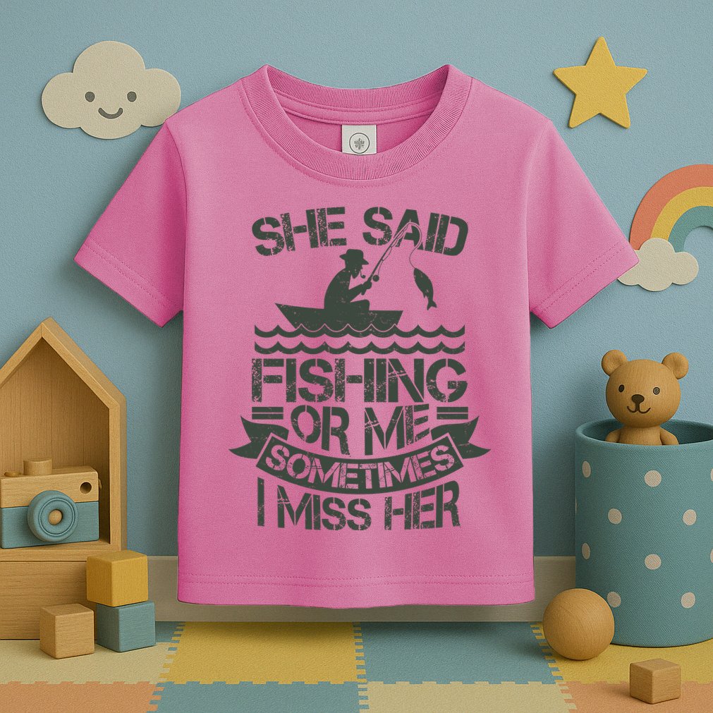 Funny She Said Fishing Or Me Sometimes I Miss Her Toddler T-Shirt