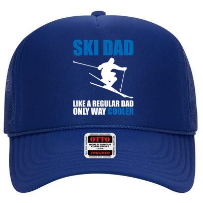 Funny Skiing Ski Dad Funny Gift High Crown Mesh Back Trucker Hat