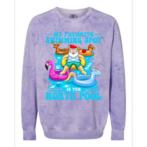 Favorite Swimming Spot Is North Pool Santa Christmas In July Gift Colorblast Crewneck Sweatshirt