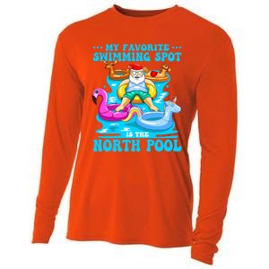 Favorite Swimming Spot Is North Pool Santa Christmas In July Gift Cooling Performance Long Sleeve Crew