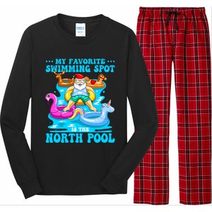 Favorite Swimming Spot Is North Pool Santa Christmas In July Gift Long Sleeve Pajama Set