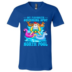 Favorite Swimming Spot Is North Pool Santa Christmas In July Gift V-Neck T-Shirt