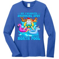 Favorite Swimming Spot Is North Pool Santa Christmas In July Gift Ladies Long Sleeve Shirt