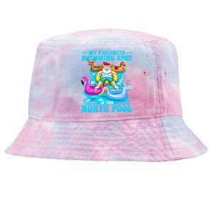 Favorite Swimming Spot Is North Pool Santa Christmas In July Gift Tie-Dyed Bucket Hat