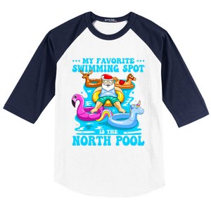 Favorite Swimming Spot Is North Pool Santa Christmas In July Gift Baseball Sleeve Shirt