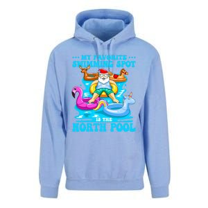 Favorite Swimming Spot Is North Pool Santa Christmas In July Gift Unisex Surf Hoodie