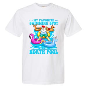 Favorite Swimming Spot Is North Pool Santa Christmas In July Gift Garment-Dyed Heavyweight T-Shirt