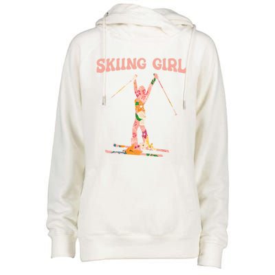 Funny Skiing Ski Mountain Winter Snow Sport Meaningful Gift Skiing Gift Womens Funnel Neck Pullover Hood